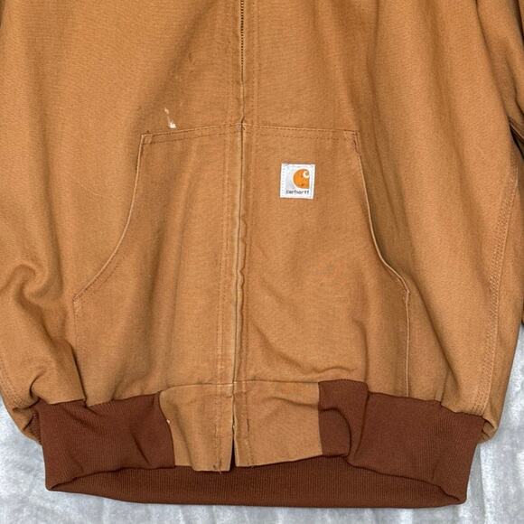 Carhartt Men's Duck Jacket J131 BRN Thermal Lined Hooded Coat Sz M Workwear - Picture 3 of 11